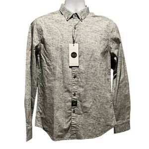 Denim & Flower Ricky Singh Men's Button up Dress Shirt Gray design SZ S Slim Fit